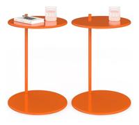 IDMarket - Lot de 2 Tables d'appoint Rondes, Bouts de canapé, Tables de Chevet Leontine 40 cm métal Orange