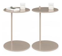 IDMarket - Lot de 2 Tables d'appoint Rondes, Bouts de canapé, Tables de Chevet Leontine 40 cm métal Taupe