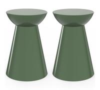 IDMarket - Lot de 2 Tables d'appoint Rondes, Bouts de canapé, Tables de Chevet Odette 30 cm métal Vert Kaki