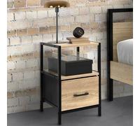 IDMARKET Lot de 2 tables de chevet 1 tiroir en tissu et 1 niche UTAH design industriel Noir