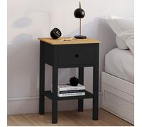 IDMARKET Lot de 2 tables de chevet ACHILLE 1 tiroir et 1 tablette noir et bois