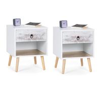 IDMarket - Lot de 2 Tables de Chevet Bahia 1 tiroir avec Niche scandinave