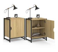 IDMarket - Lot de 2 tables de chevet DETROIT - 1 porte - design industriel