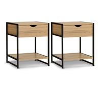 IDMarket - Lot de 2 Tables de Chevet Detroit 1 tiroir avec Tablette Bois et métal Noir Design Industriel