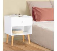 IDMarket Tables de chevet EMMIE scandinaves Lot de 2, 1 tiroir, bois et blanc
