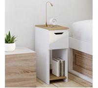 IDMarket Tables de chevet ANOUK – Lot de 2, 1 tiroir et une niche, blanc et bois