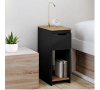 Lot de 2 tables de chevet anouk 1 tiroir avec niche noir et bois