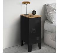 IDMARKET Lot de 2 tables de chevet étroites ESTER 1 porte métal noir plateau façon hêtre design industriel