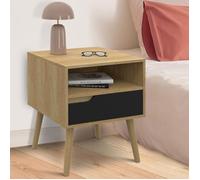 IDMARKET Lot de 2 tables de chevet HELSINKI scandinaves 1 tiroir avec niche effet hêtre et noir