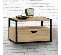 Lot De 2 Tables De Chevet Murales Detroit 1 Tiroir + 1 Tablette Suspendus Design Industriel