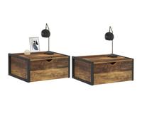 IDMarket - Lot de 2 Tables de Chevet murales Hawkins étagère Suspendue Design Industriel