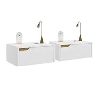 IDMarket - Lot de 2 Tables de Chevet murales Helsinki scandinaves 1 tiroir étagère Suspendue Blanc