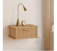 IDMarket - Lot de 2 Tables de Chevet murales Juliette 1 tiroir étagère Suspendue Lattes tasseau Bois