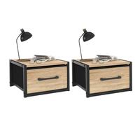 IDMARKET Lot de 2 tables de chevet murales tiroir en tissu UTAH design industriel