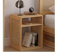 IDMarket - Lot de 2 Tables de Chevet Nora avec rangements Ouverts cannage et Bois
