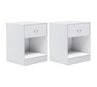 IDMarket – Lot de 2 tables de chevet Olga 1 tiroir avec niche bois blanc