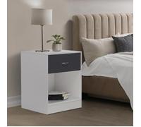 IDMARKET Lot de 2 tables de chevet OLGA 1 tiroir avec niche bois blanc et tiroir gris