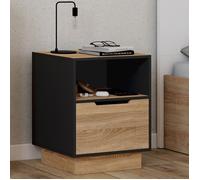 IDMARKET Lot de 2 tables de chevet OXANA 1 tiroir avec niche façon hêtre et noir