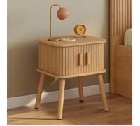 IDMarket Table de chevet Romie - effet lattes, 2 portes coulissantes - Lot de 2
