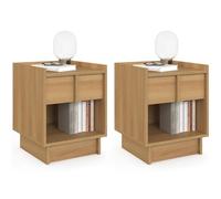IDMarket - Lot de 2 Tables de Chevet Rosie façon hêtre Design Minimaliste | Avec 1 tiroir et 1 niche