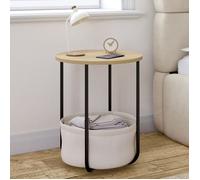 IDMarket Lot de 2 tables de chevet DETROIT rondes avec panier en tissu design industriel Bois G