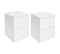 IDMarket - Lot de 2 Tables de Chevet TOMI 2 tiroirs Bois Blanc