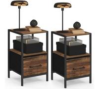 IDMARKET Lot de 2 tables de chevet UTAH 1 tiroir et 1 niche effet HAWKINS