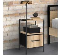 IDMARKET Lot de 2 tables de chevet UTAH 1 tiroir et 1 niche effet lattes