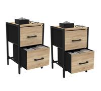 IDMarket - Lot de 2 Tables de Chevet Utah 2 tiroirs