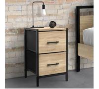 IDMarket Tables de chevet UTAH 2 tiroirs en tissu design industriel – Lot de 2