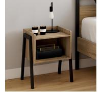 IDMARKET Lot de 2 tables de chevets DALAT 1 niche bois et pieds métal noir design industriel