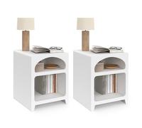 IDMarket - Lot de 2 Tables de chevets organiques Alesia Bois Blanc 2 niches
