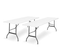 IDMarket - Lot de 2 Tables Pliantes d'appoint Portables 180 cm | Avec toile gris anthracite