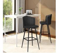 IDMARKET Lot de 2 tabourets de bar coquillage ADELLA gris anthracite en velours pieds noirs