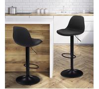 IDMARKET Lot de 2 tabourets de bar KARL design noir pied noir