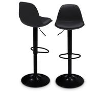 IDMarket – Tabourets de bar Karl – Design noir pied noir – Lot de 2
