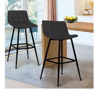 IDMARKET Lot de 2 tabourets de bar MADY en velours noir