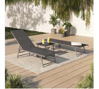 IDMarket - Lot de 2 transats de Jardin inclinables Kailua en Acier Gris Anthracite et Toile Grise