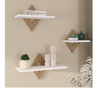 IDMARKET Lot de 3 étagères murales IRIS façon hêtre et blanc
