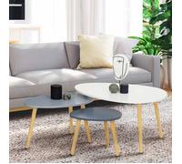 IDMARKET Lot de 3 tables basses gigognes GAIA laquées blanc gris scandinave