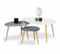 IDMarket - Lot de 3 Tables Basses gigognes Gaia laquées Blanc Gris scandinave