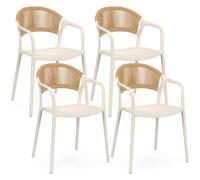 IDMarket - Lot de 4 chaises de Jardin empilables Odelia en polypropylène et Cordage Beige