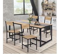 IDMarket – Lot de 4 chaises de cuisine Detroit – design industriel bois clair