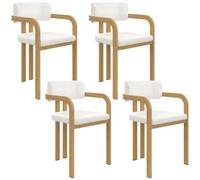IDMarket - Lot de 4 chaises de salle à manger, chaises de table ESMA en métal effet bois et tissu bou vec accoudoirs