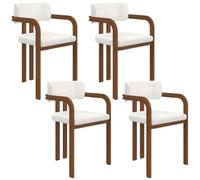 IDMarket - Lot de 4 chaises de salle à manger ESMA en métal effet noyer et tissu bou vec accoudoirs