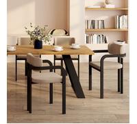 IDMarket - Lot de 4 chaises de Salle à Manger, fauteuils de Table ESMA | En métal noir et velours taupe avec accoudoirs