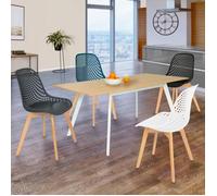 IDMarket – Lot de 4 chaises Mandy Mix Color Blanc, Gris, Bleu Canard et Noir