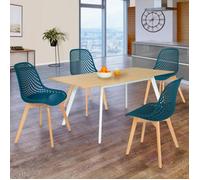 IDMARKET Lot de 4 chaises de salle à manger MANDY scandinaves bleu