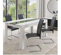 IDMARKET Lot de 4 chaises de salle à manger MIA pieds chromés gris