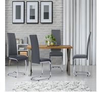 IDMARKET Lot de 4 chaises de salle à manger MIA pieds chromés gris
